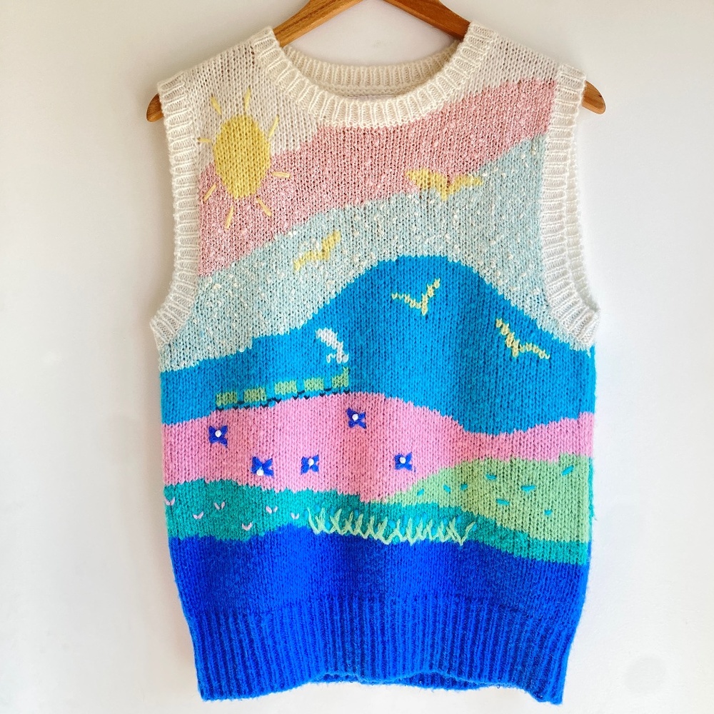 Vintage cottage core sunny day sweater vest - Picture 1 of 6